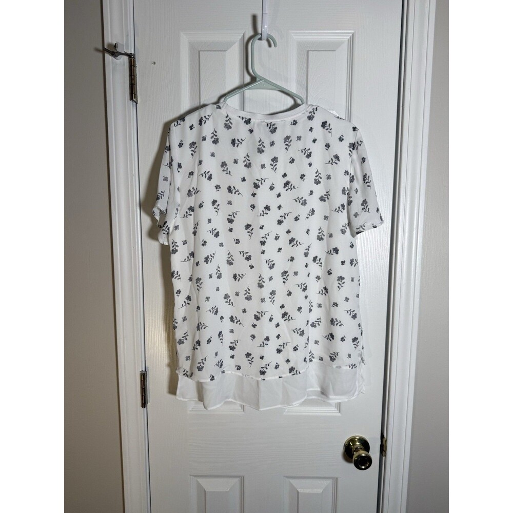 Hilary Radley Floral Layered Top Cottagecore Romantic White Black Women’s M - Picture 7 of 7
